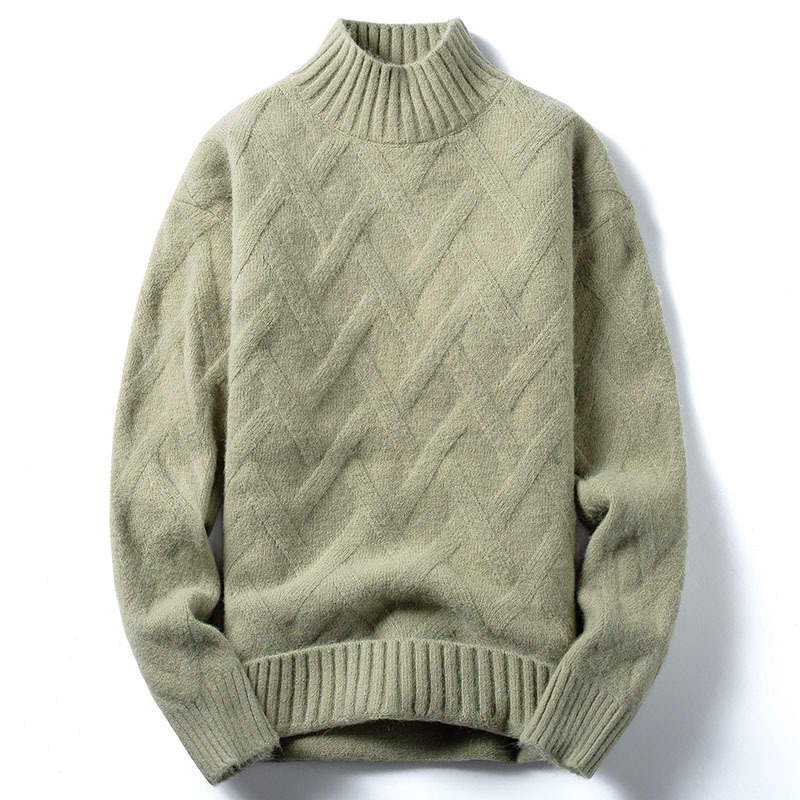 Half Turtleneck Sweater Men Korean Loose Knit Sweater – Sweaters Rack